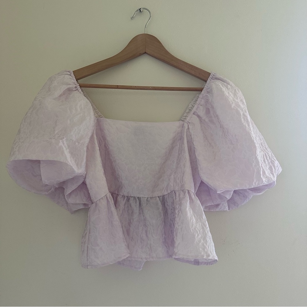 Peter Som Puff Sleeve Peplum Top